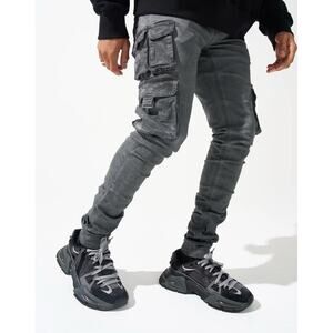 Serenede Stacked Cargo Jeans Men’s 34 Stretch Denim Gray